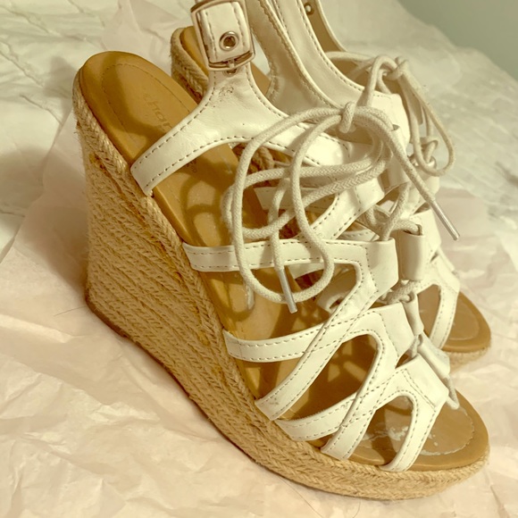 Shoes - White wedges with laces